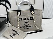 Chanel Small Deauville Tote Grey-Black Top Handles - 33x26x15.5cm - 1