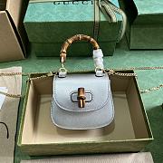 Gucci Mini Bamboo 1947 Silver Leather - 18.5x12x5.5cm - 1