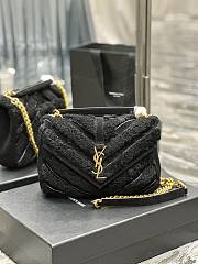 YSL Loulou Black Shearling Shoulder Bag - 24x17x6cm - 1