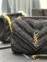 YSL Loulou Black Shearling Shoulder Bag - 24x17x6cm - 3