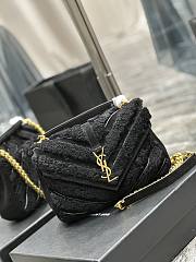 YSL Loulou Black Shearling Shoulder Bag - 24x17x6cm - 5