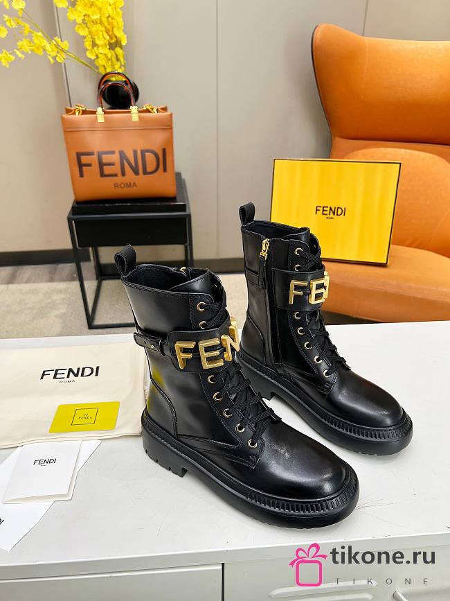 Fendi Graphy Black Leather Boots - 1
