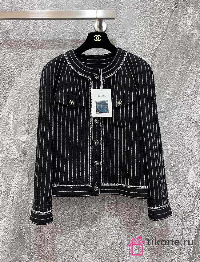 Chanel Lamé Rmbroidered Black Cardigan - 1