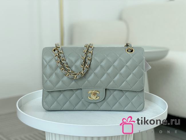 Chanel Medium Light Blue Caviar Gold Hardware 25cm - 1