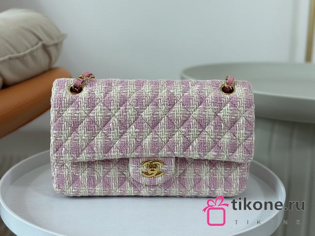 Chanel Tweed Quilted Flap Pink 25cm - 1