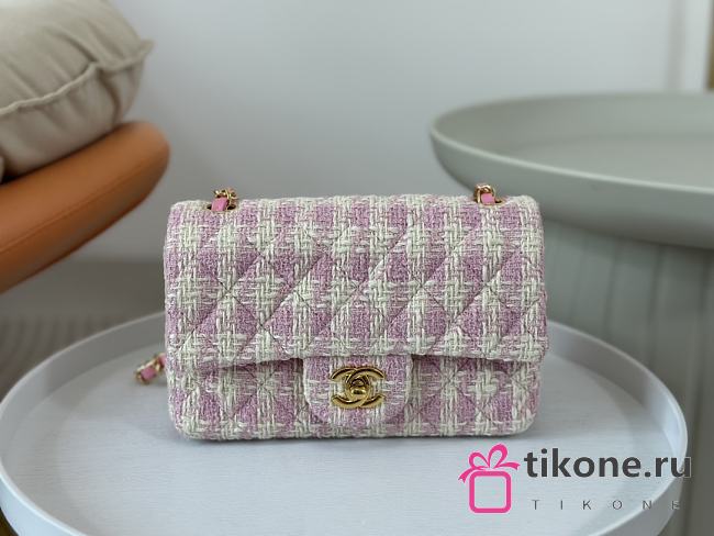 Chanel Tweed Quilted Mini Flap Pink 20cm - 1