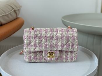 Chanel Tweed Quilted Mini Flap Pink 20cm