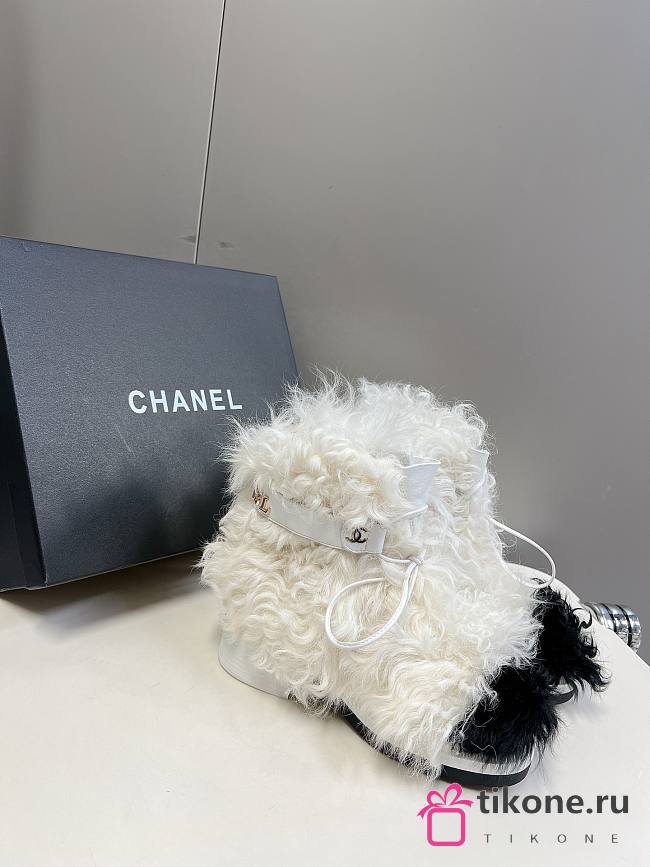 Chanel Shearling White Boots - 1