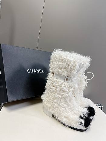 Chanel Shearling White Long Boots