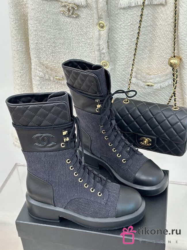 Chanel Navy Jean Boots - 1