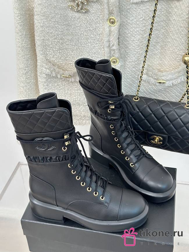 Chanel Black Lambskin Boots - 1