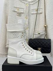 Chanel White Lambskin Boots - 5