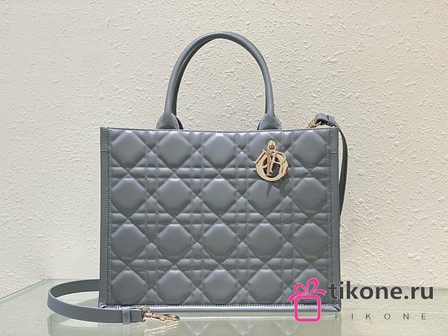 Dior Lady Large Tote Grey Leather 36cm - 1