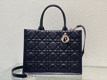 Dior Lady Large Tote Black Grey Leather 36cm