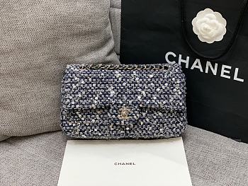 Chanel Tweed Flap Bag Dark Bkue 25cm
