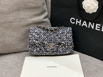 Chanel Tweed Mini Flap Bag Dark Blue 20cm