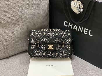 Chanel Black Velvet Light Gold Hardware 20cm