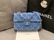 Chanel Blue Quilted Denim Flap Bag 25cm - 1