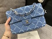 Chanel Blue Quilted Denim Flap Bag 25cm - 3