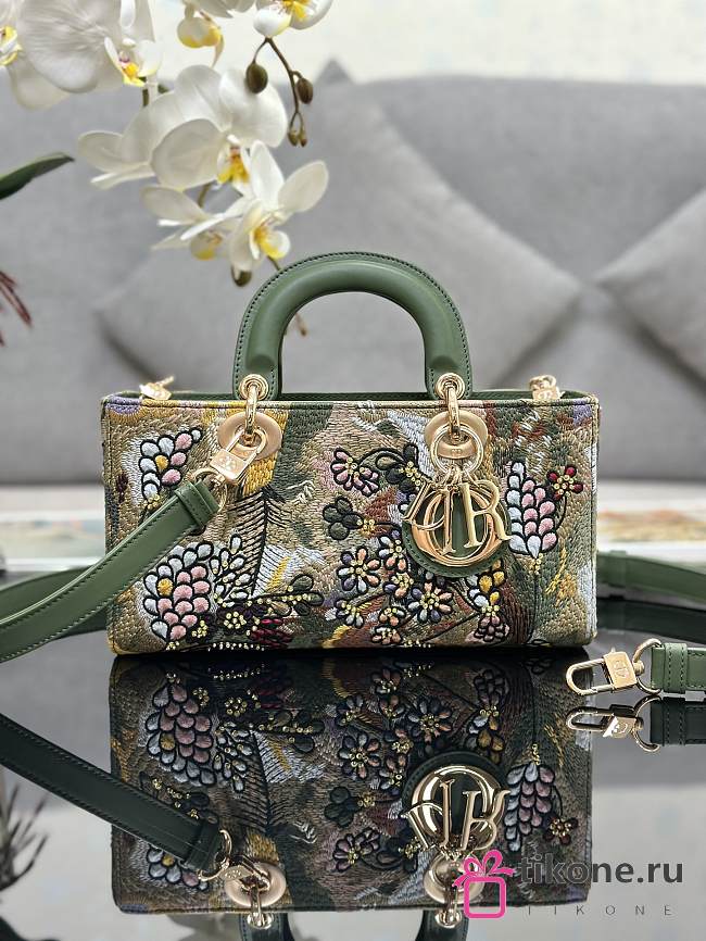 Dior D-joy Green Multicolor Lily And Bead Embroidery 26cm - 1