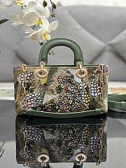 Dior D-joy Green Multicolor Lily And Bead Embroidery 26cm - 5