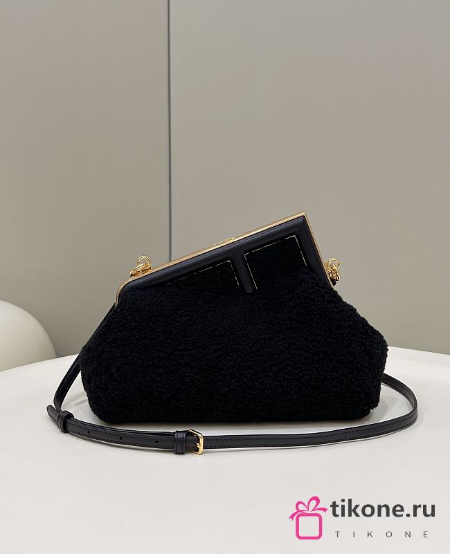 Fendi First Small Dark Blue Shearling - 26x18x9.5cm - 1