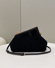 Fendi First Small Dark Blue Shearling - 26x18x9.5cm - 1