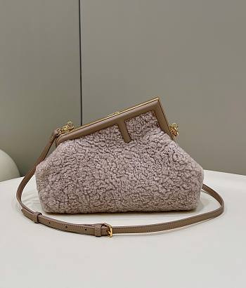 Fendi First Small Light Pink Shearling - 26x18x9.5cm