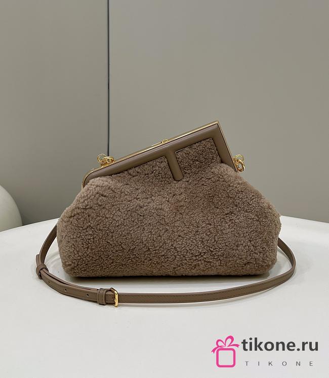 Fendi First Small Light Brown Shearling - 26x18x9.5cm - 1