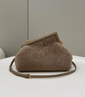 Fendi First Small Light Brown Shearling - 26x18x9.5cm