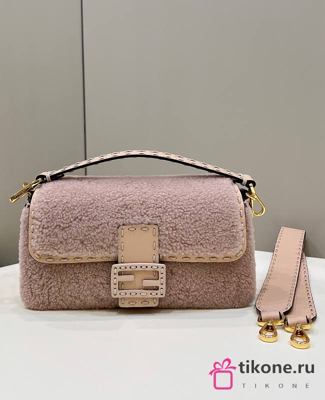 Fendi Baguette Wool Pink - 27x15x6cm - 1