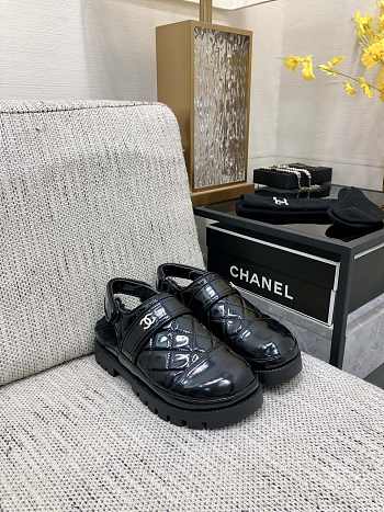 Chanel Matelasse Black Lambskin Sandals
