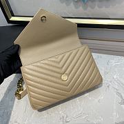 YSL Sheepskin Matelasse Chevron Beige Bag - 24x17x6.5cm - 3