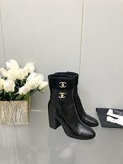 Chanel Black Shiny Crumpled Calfskin Boots - 1