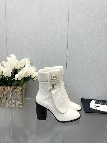 Chanel White Shiny Crumpled Calfskin Boots