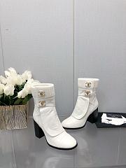 Chanel White Shiny Crumpled Calfskin Boots - 3