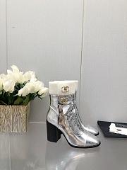 Chanel Silver Shiny Crumpled Calfskin Boots - 1