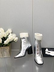 Chanel Silver Shiny Crumpled Calfskin Boots - 4