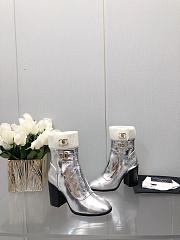 Chanel Silver Shiny Crumpled Calfskin Boots - 3