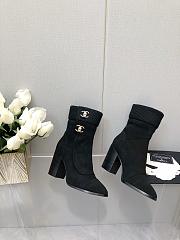 Chanel Black Velvet Crumpled Calfskin Boots - 4