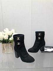 Chanel Black Velvet Crumpled Calfskin Boots - 2