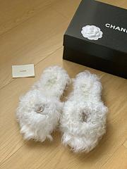 Chanel White Fur Slippers - 1