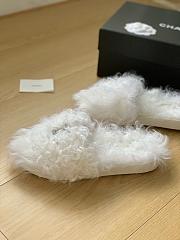 Chanel White Fur Slippers - 3