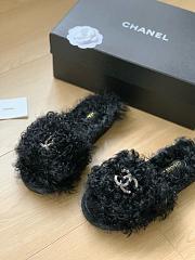 Chanel Black Fur Slippers - 5