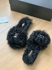 Chanel Black Fur Slippers - 4