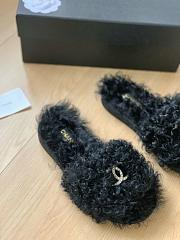 Chanel Black Fur Slippers - 3