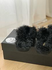 Chanel Black Fur Gold Logo Slippers - 5