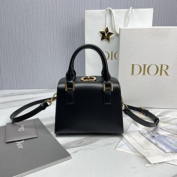 Dior Mini Black Leather Boston Bag - 18.5x16x10cm
