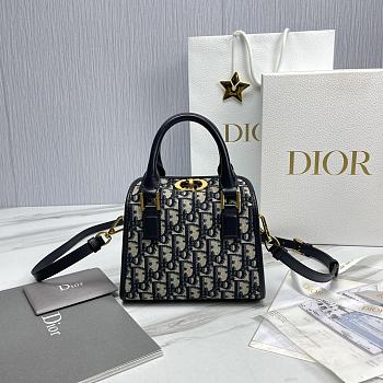 Dior Black Canvas Boston Bag - 18.5x16x10cm