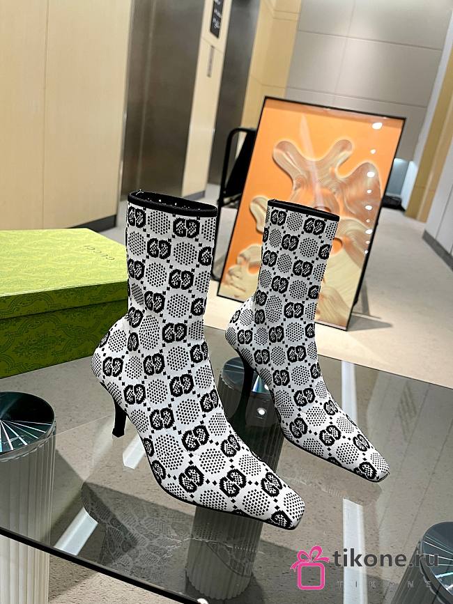 GG Knit Ankle Boots Grey - 1